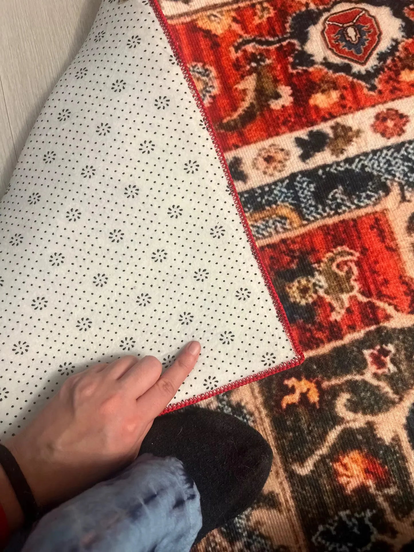 Boho Vintage Washable Rug, Non-Slip Non-Shedding