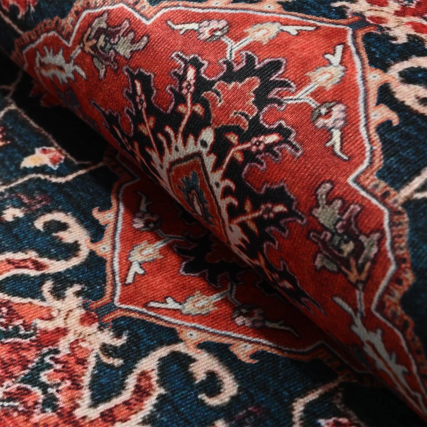 Boho Vintage Washable Rug, Non-Slip Non-Shedding