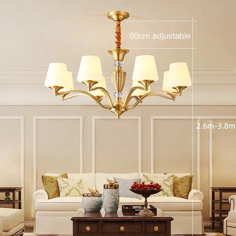 Copper Chandelier For Dining Room Classic Retro Luxury Style Gold Design