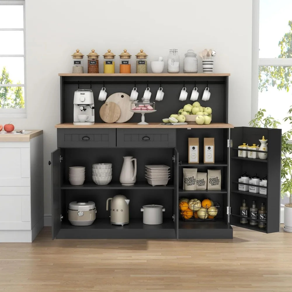Sideboard Buffet Cabinet with 2 Drawers, with Adjustable Shelves with 3 Doors