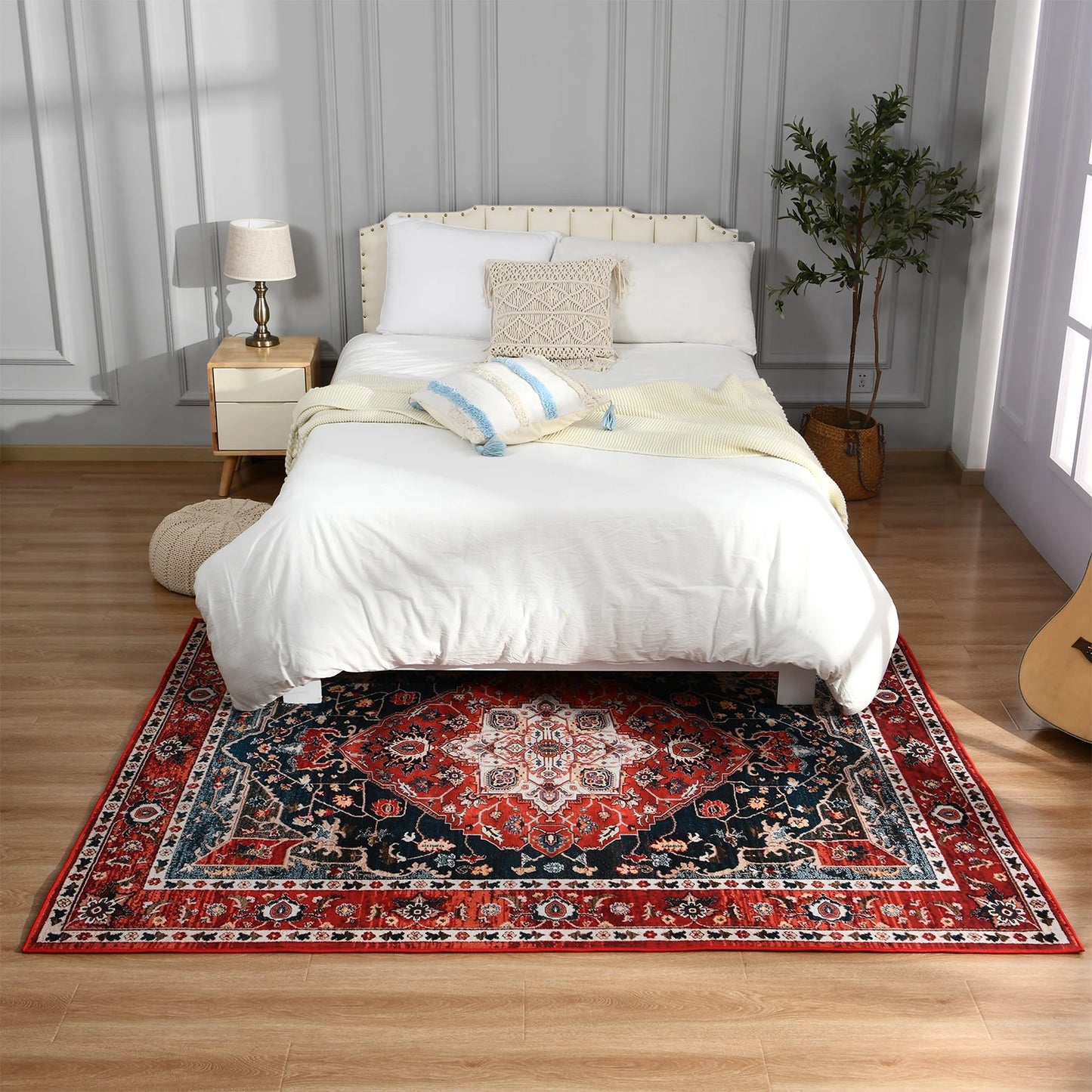 Boho Vintage Washable Rug, Non-Slip Non-Shedding
