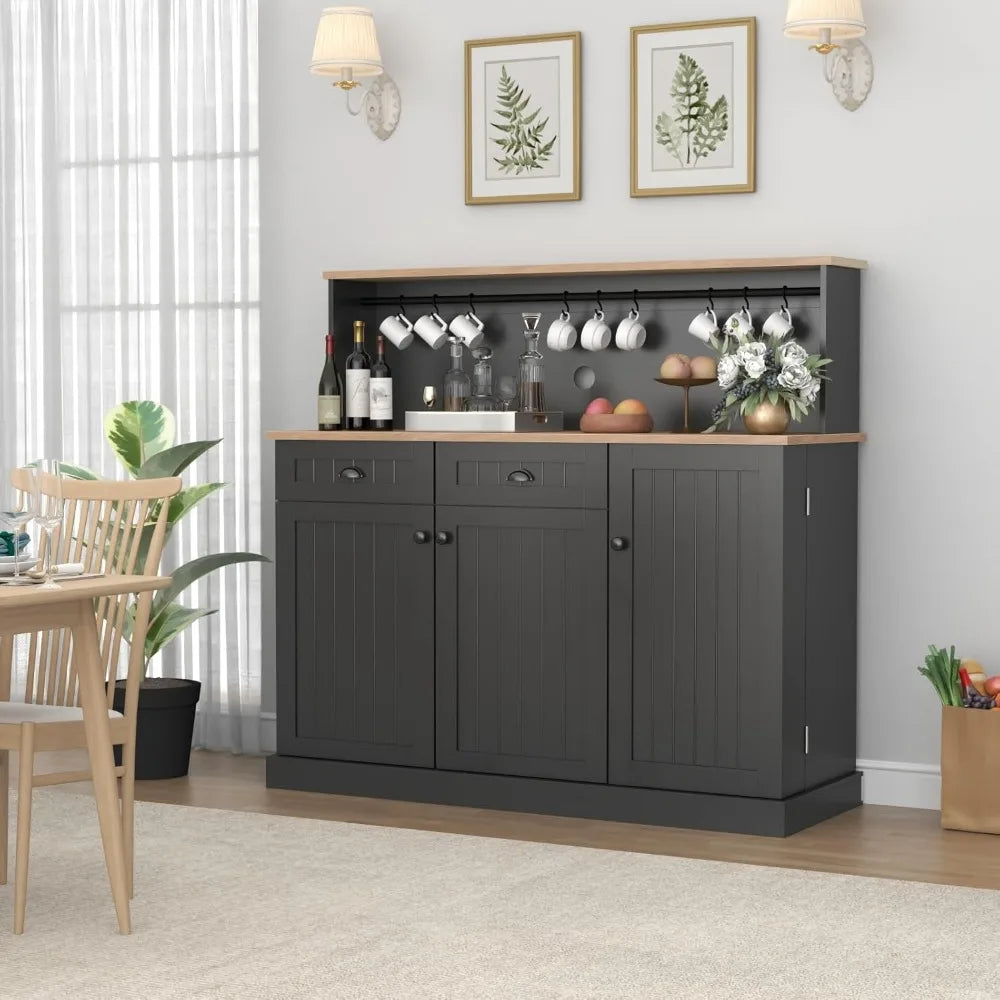 Sideboard Buffet Cabinet with 2 Drawers, with Adjustable Shelves with 3 Doors