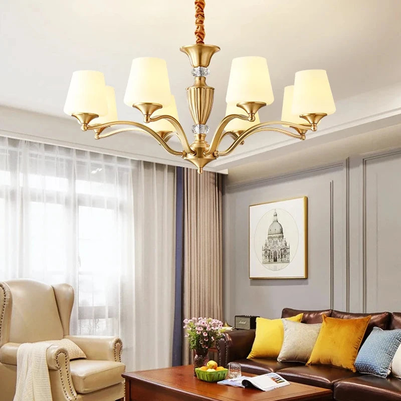 Copper Chandelier For Dining Room Classic Retro Luxury Style Gold Design