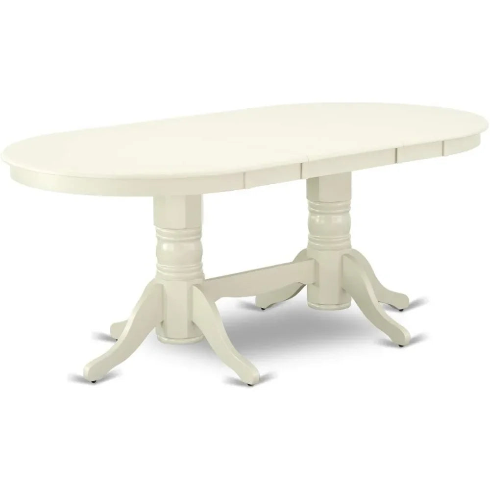 9 Piece Dining Room Set with Oval Wooden Table, Butterfly Leaf, and 8 Light Beige chairs