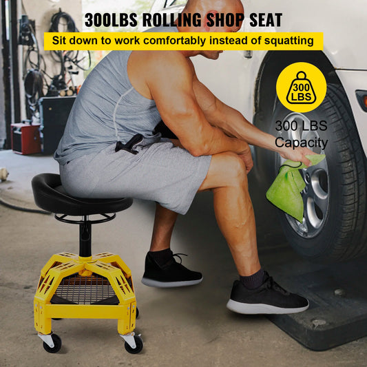 Rolling Creeper Seat Mechanic Stool Chair with Tool Tray