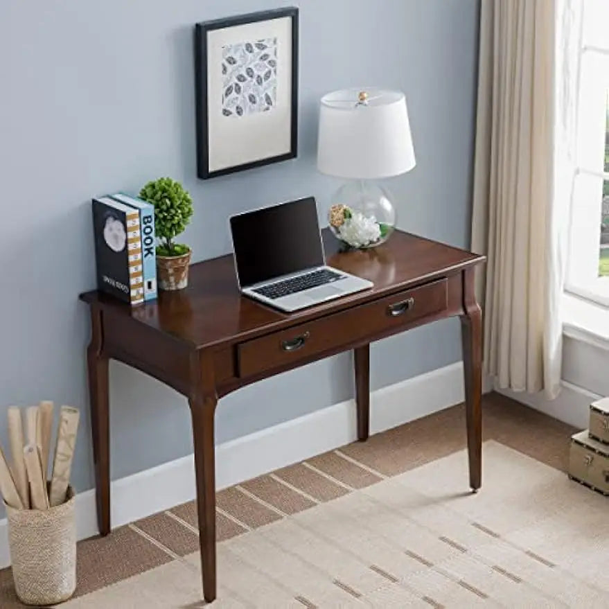 Solid Wood Laptop Writing Desk with Drop Front Keyboard Drawer