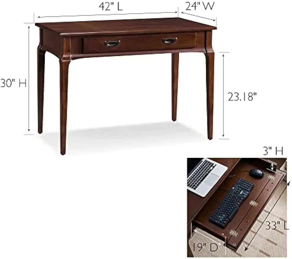 Solid Wood Laptop Writing Desk with Drop Front Keyboard Drawer