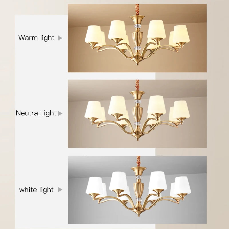 Copper Chandelier For Dining Room Classic Retro Luxury Style Gold Design