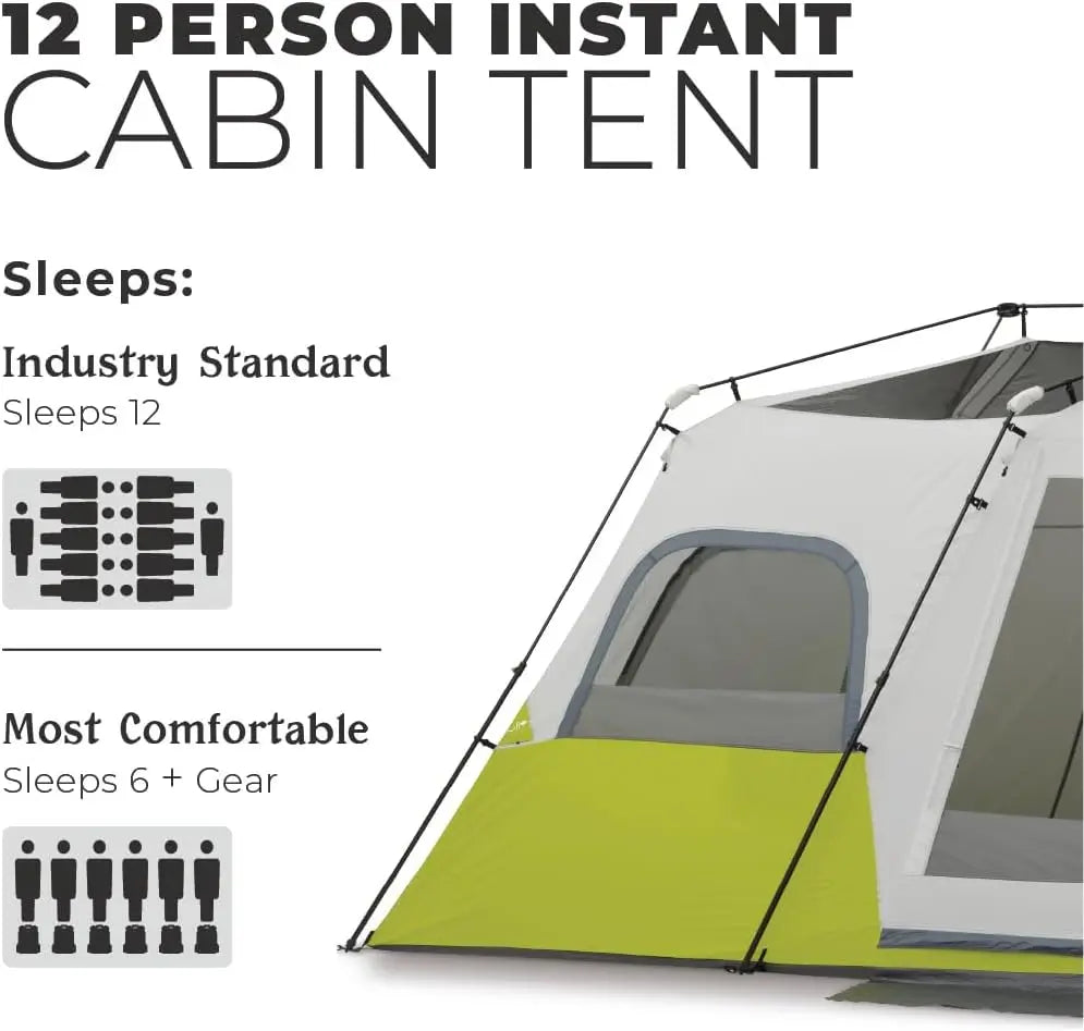 12 Person | 3 Room Huge Tent with Storage Pockets