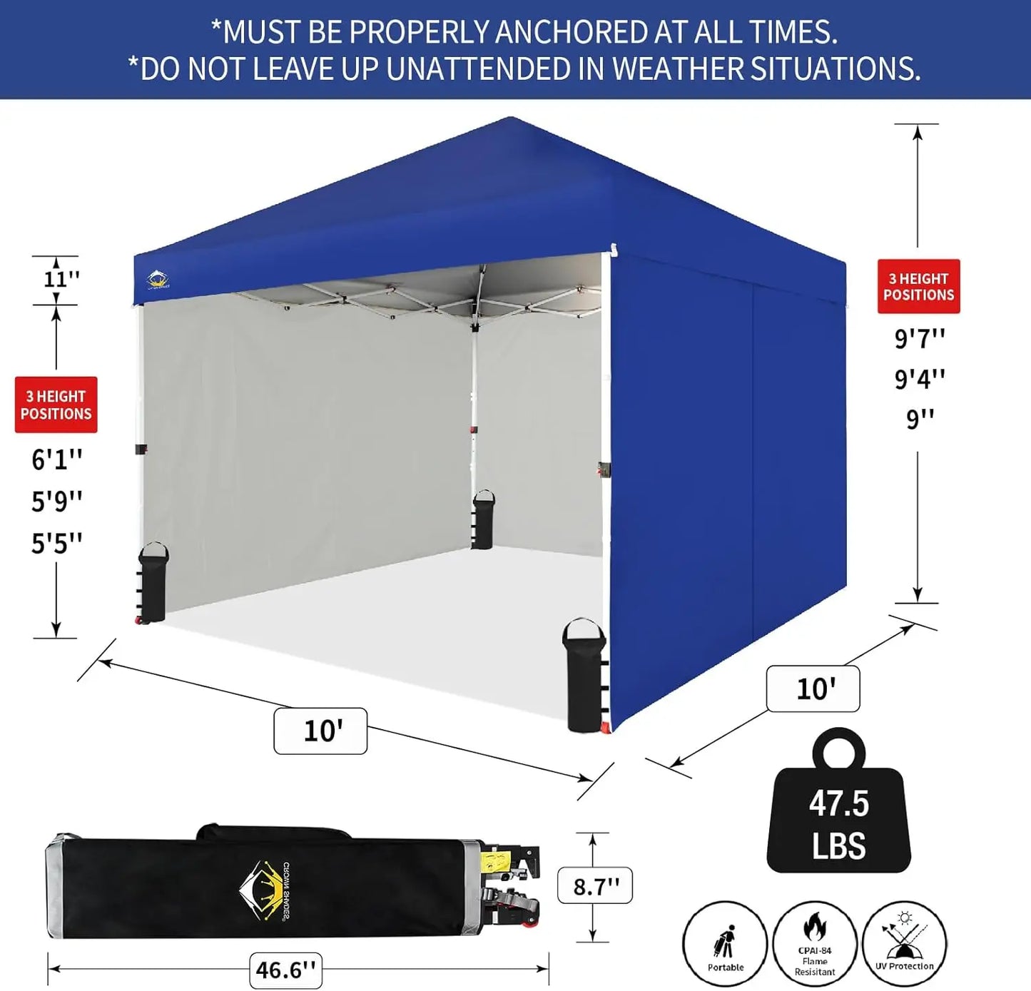 10X10 Comercial Instant Canopy Pop Up Tent with Center Lock