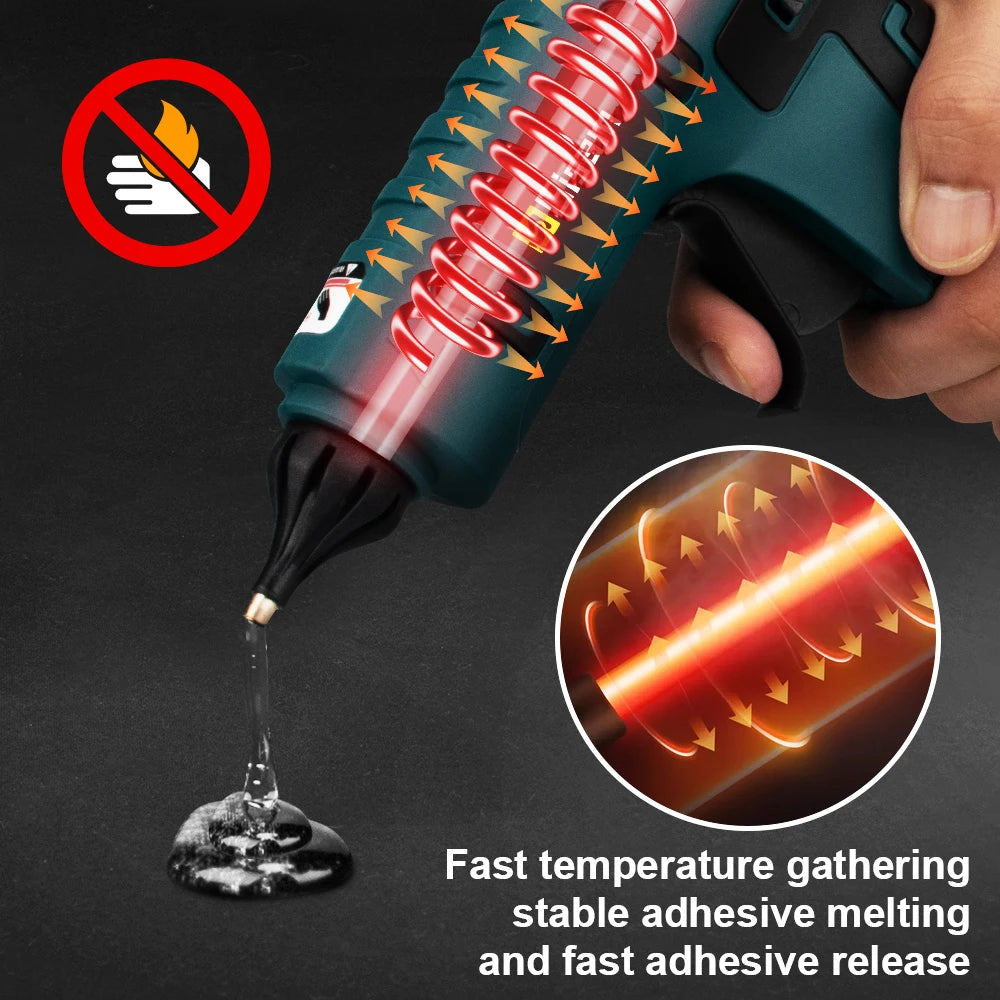 100W Cordless Hot Melt Glue Gun With 11mm Glue Sticks