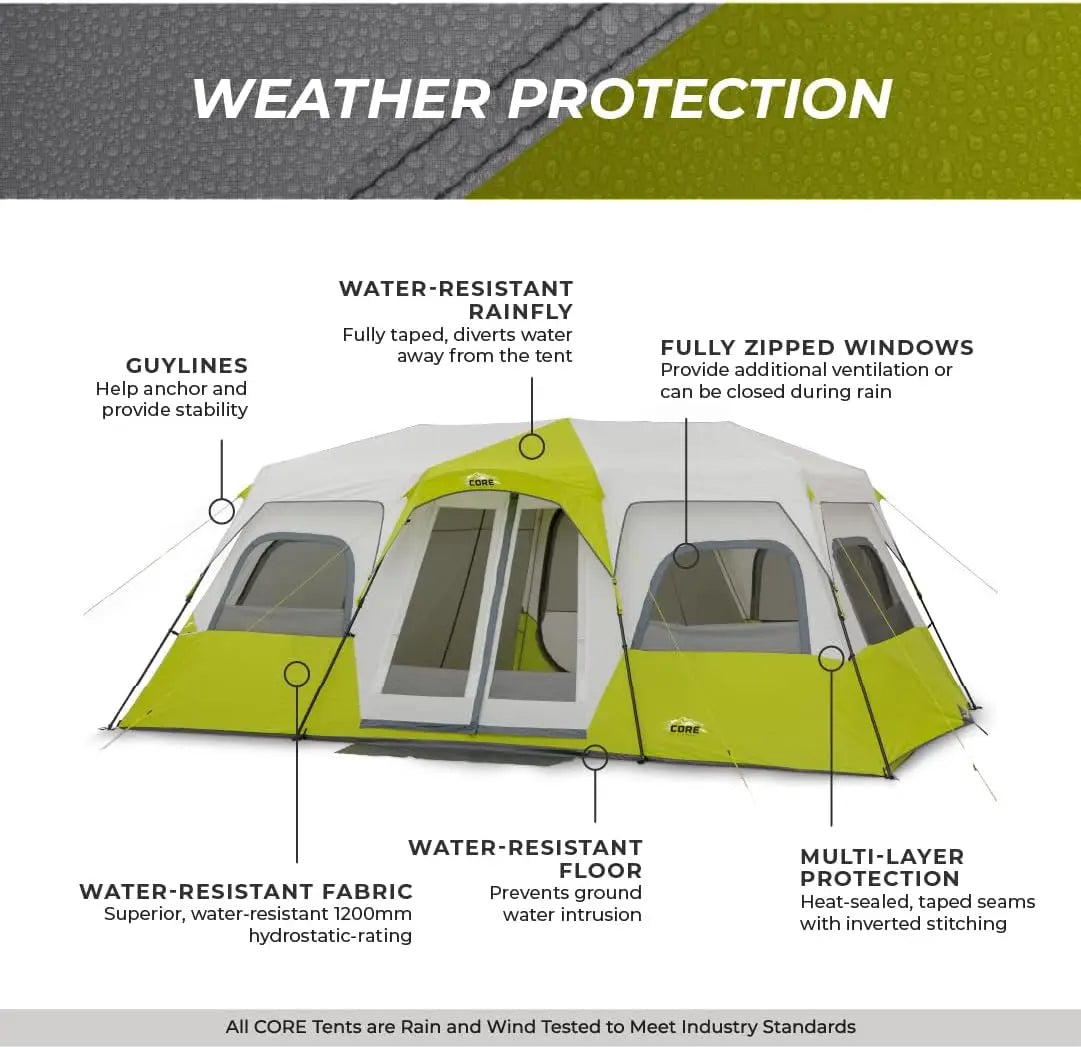 12 Person | 3 Room Huge Tent with Storage Pockets