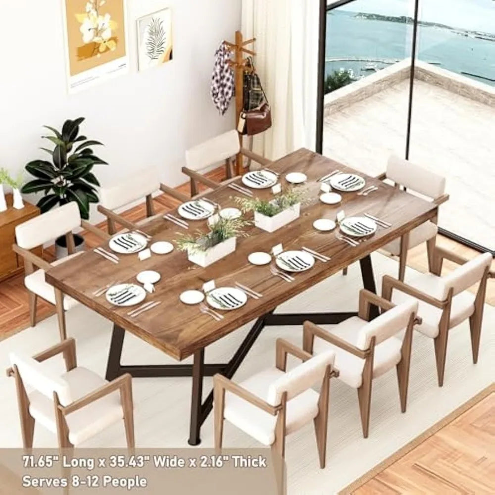 72" Large Solid Wood Dining Table