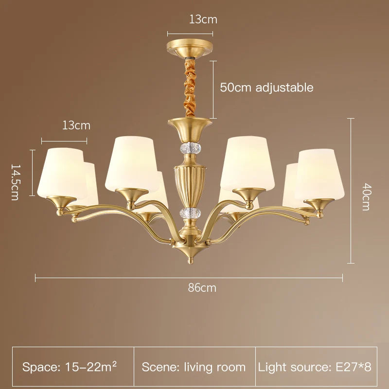 Copper Chandelier For Dining Room Classic Retro Luxury Style Gold Design