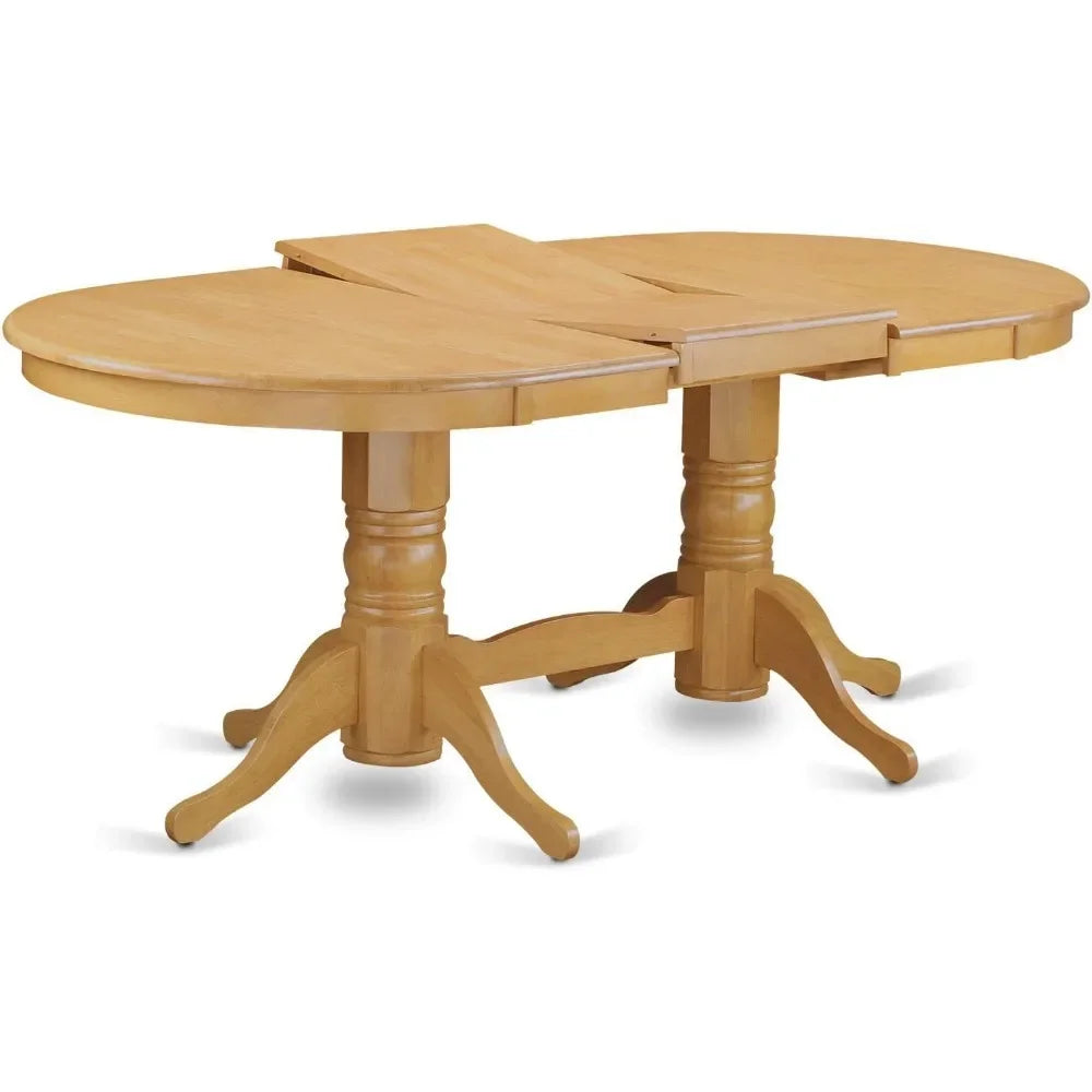 9 Piece Dining Room Set with Oval Wooden Table, Butterfly Leaf, and 8 Light Beige chairs