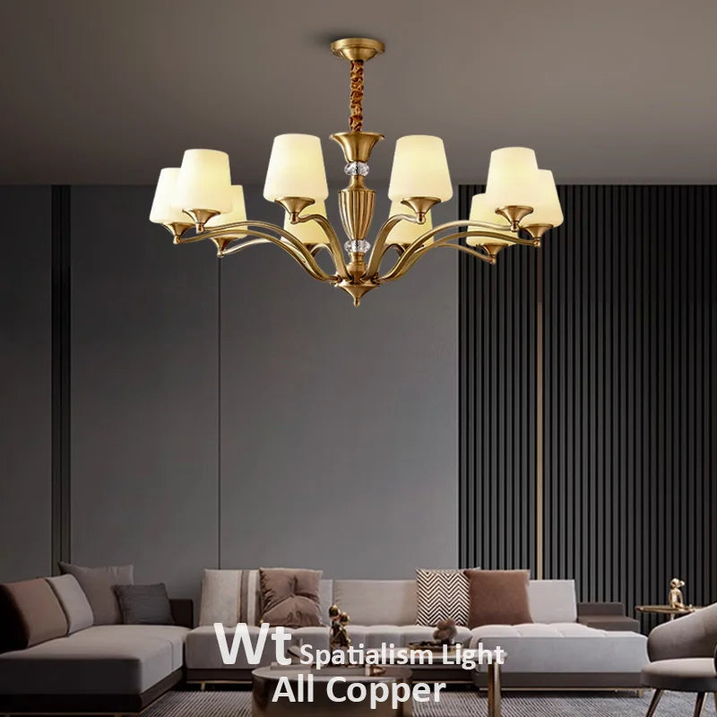 Copper Chandelier For Dining Room Classic Retro Luxury Style Gold Design