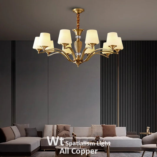 Copper Chandelier For Dining Room Classic Retro Luxury Style Gold Design