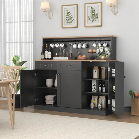 Sideboard Buffet Cabinet with 2 Drawers, with Adjustable Shelves with 3 Doors
