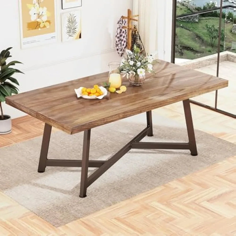 72" Large Solid Wood Dining Table