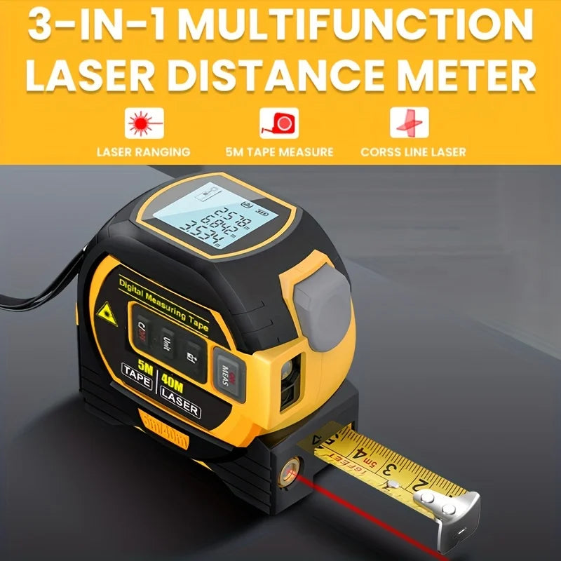 Laser 3 In 1 Digital Tape Measure High Precision Laser Rangefinder