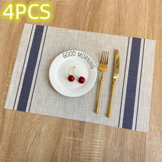 Set of 4 Table Placemats Rectangle Non-Slip Washable Heat Insulation